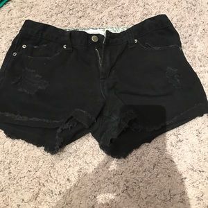 Black denim shorts
